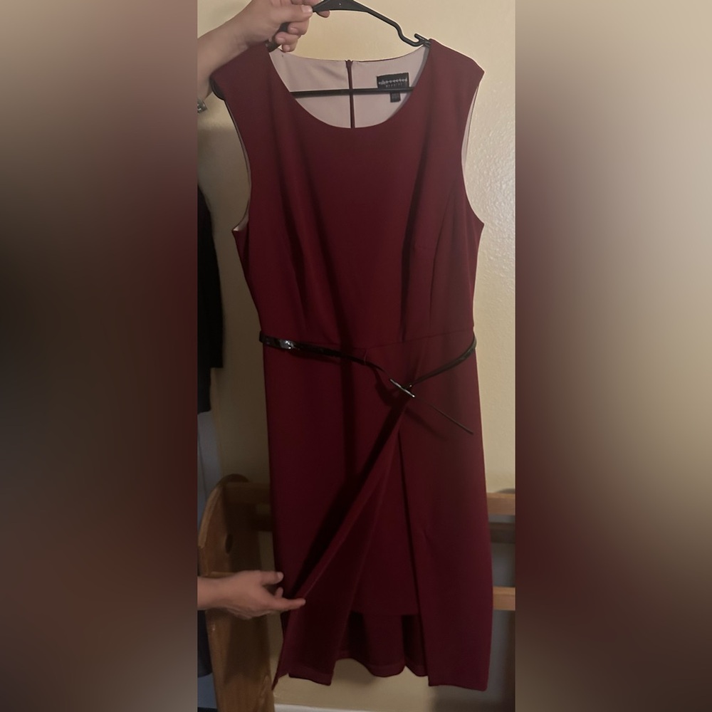 Connected Apparel Red Sheath Midi Dress Sleeveless